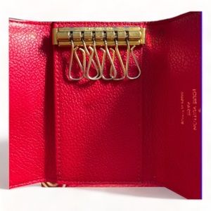 Louis Vuitton, Accessories, Louis Vuitton Red Monogram 6 Key Holder  Empreinte Leather